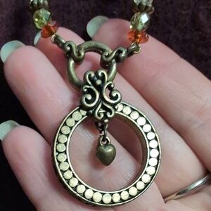 Ornate Sliding Circle Scroll Work Beaded Necklace